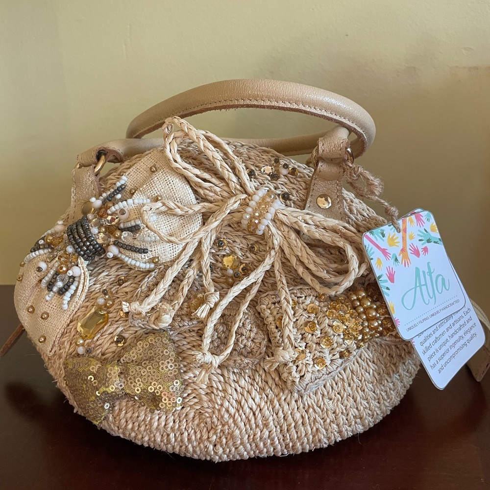 Beige Woven Handbag